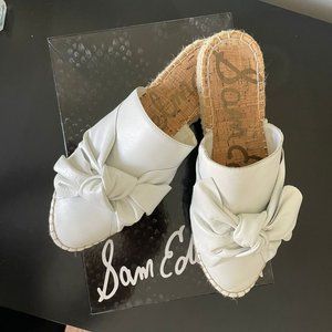 Sam Edelman Lynda White Leather  BowEspadrille Mule, 8